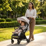 Carruaje de Paseo Compacto con Arnés 5 Puntos de 42 x 67 x 104 cm Gris