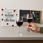 Set de 3 Accesorios para Vino de Metal 16.5 x 14.5 x 4 cm Diseño Libro a Glass of Wine Make Life Divine