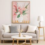 Cuadro Decorativo en Canva de 70 x 3.5 x 100 cm Diseño Jarrón con Flores con Fondo Rosado