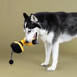 Peluche para Perro Diseño Taladro con Sonido y Cuerda Color Amarillo y Negro