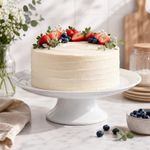 Pastelero de Cerámica con Pie en Color Blanco de 32 Cm