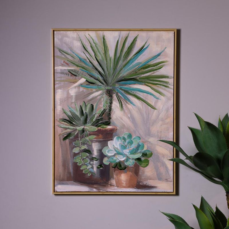 Cuadro Decorativo en Canva de 60 x 3.5 x 80 cm Diseño Suculentas en Maceta