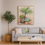 Cuadro Decorativo en Canva de 60 x 3.5 x 80 cm Diseño Suculentas en Maceta