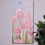 Cuadro Decorativo en Canva de 60 x 3 x 120 cm Diseño Tulipanes Rosas