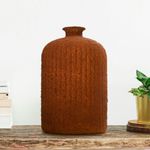 Botella Decorativa de Vidrio 23 cm Color Café Mate Diseño Daroca