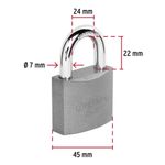 Candado de Hierro Macizo Gancho Corto para Seguridad 45 mm