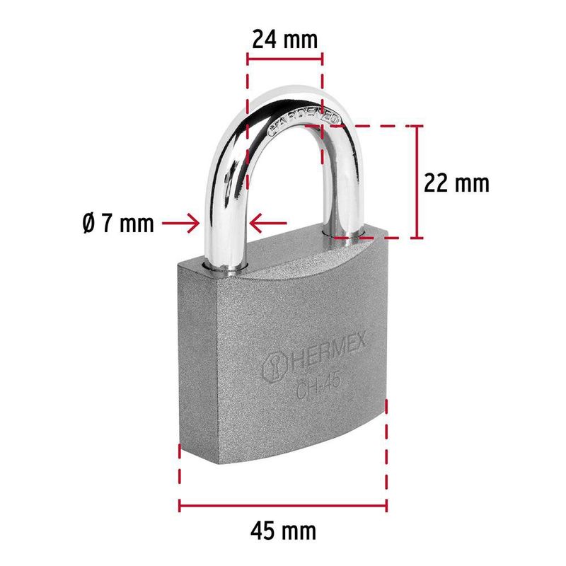 Candado de Hierro Macizo Gancho Corto para Seguridad 45 mm