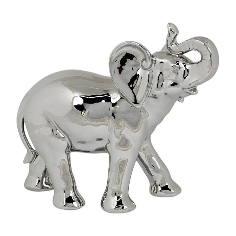 Figura Decorativa 24 x 9.7 x 19 cm Elefante Color Plateado