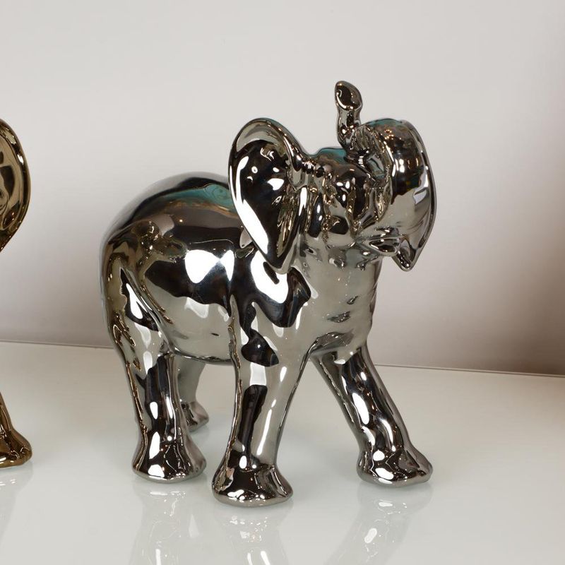 Figura Decorativa 24 x 9.7 x 19 cm Elefante Color Plateado