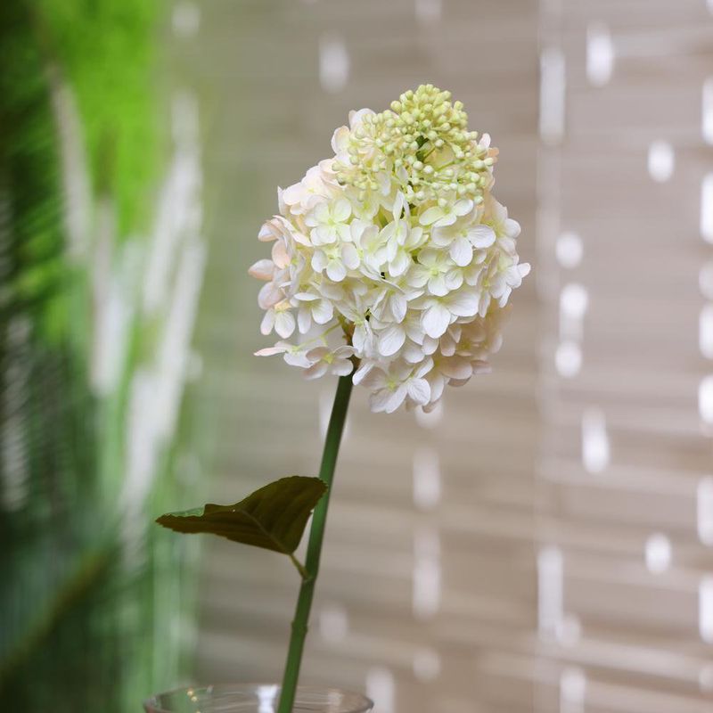 Flor Hortensia Artificial Cónica Color Blanco