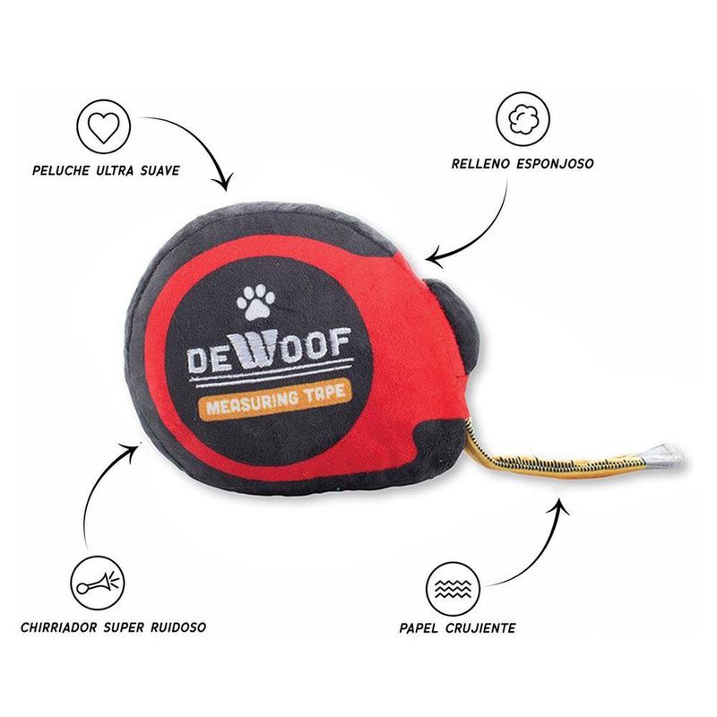 Peluche para Perro Diseño Cinta Métrica con Sonido Color Rojo