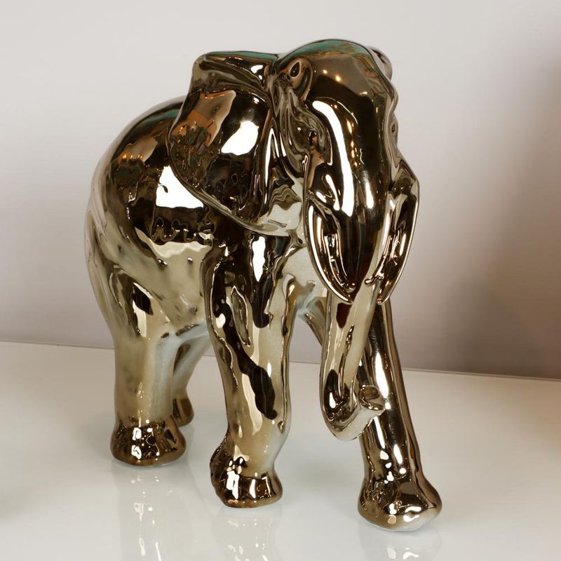 Figura Decorativa 26 x 11.3 x 21.2 cm Elefante Color Dorado