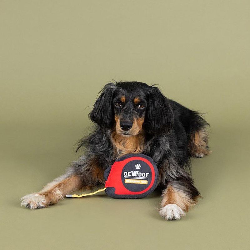 Peluche para Perro Diseño Cinta Métrica con Sonido Color Rojo