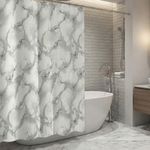 Cortina con Ganchos para Baño de 183 x 178 cm Diseño Mármol Gris