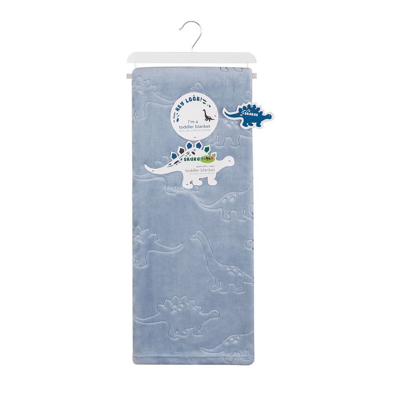 Frazada Infantil con Diseño de Dinosaurios en Relieve de 101 X 127 cm Color Azul