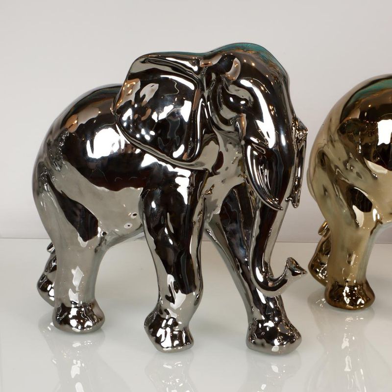 Figura Decorativa 26 x 11.3 x 21.2 cm Elefante Color Plateado