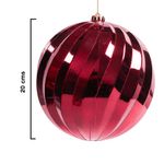 Esfera Colgante Navideña Tipo Calabaza con Glitter para Árbol 20 cm Roja