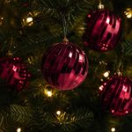 Esfera Colgante Navideña Tipo Calabaza con Glitter para Árbol 20 cm Roja