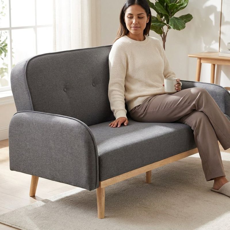 Sofá Cama Elyo con Patas de Madera 201 x 79 x 82 cm Color Gris Oscuro