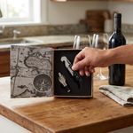 Set de 3 Accesorios para Vino Acero Inoxidable Diseño Caja Estilo Libro Wine Book