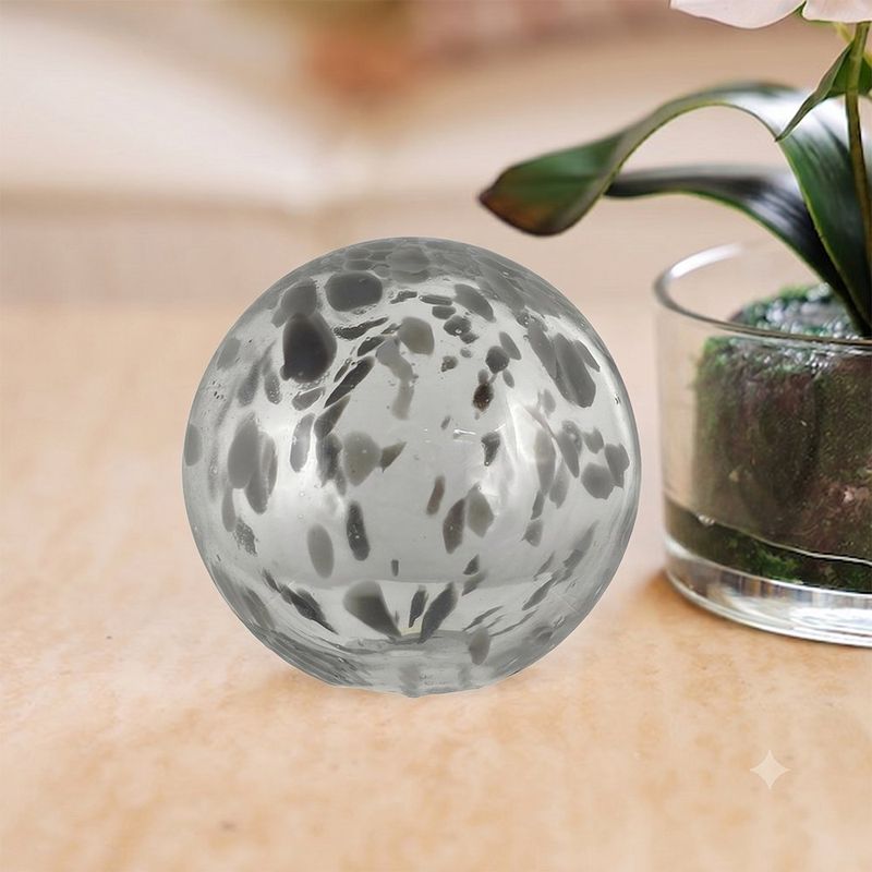 Esfera Decorativa de Vidrio en Color Gris de 10 Cm