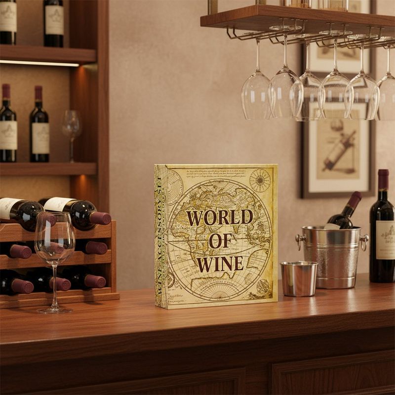 Set de 4 Accesorios para Vino Diseño Libro World of Wine de 16.5 x 14.5 x 4 cm Multicolor