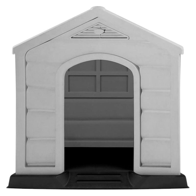 Casa para Perro de Plástico con Techo Tipo Teja de 68 x 61 x 58.5 cm Beige y Roja