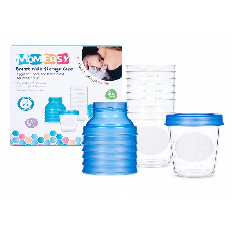 Set de 6 Vasos para Almacenamiento de Leche Materna de 6 Oz