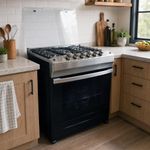 Estufa a Gas de 30 plg de 5 Quemadores con Horno Acero Inoxidable Color Negro