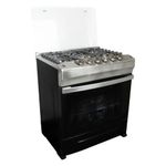Estufa a Gas de 30 plg de 5 Quemadores con Horno Acero Inoxidable Color Negro