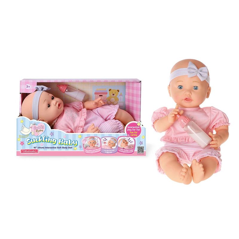 Muñeca Bebé Interactiva 16 Pulgadas con Biberón y Sonidos