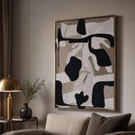 Cuadro Decorativo en Canvas de 4.3 x 62.6 x 92.6 cm Diseño Abstracto Color Negro y Beige