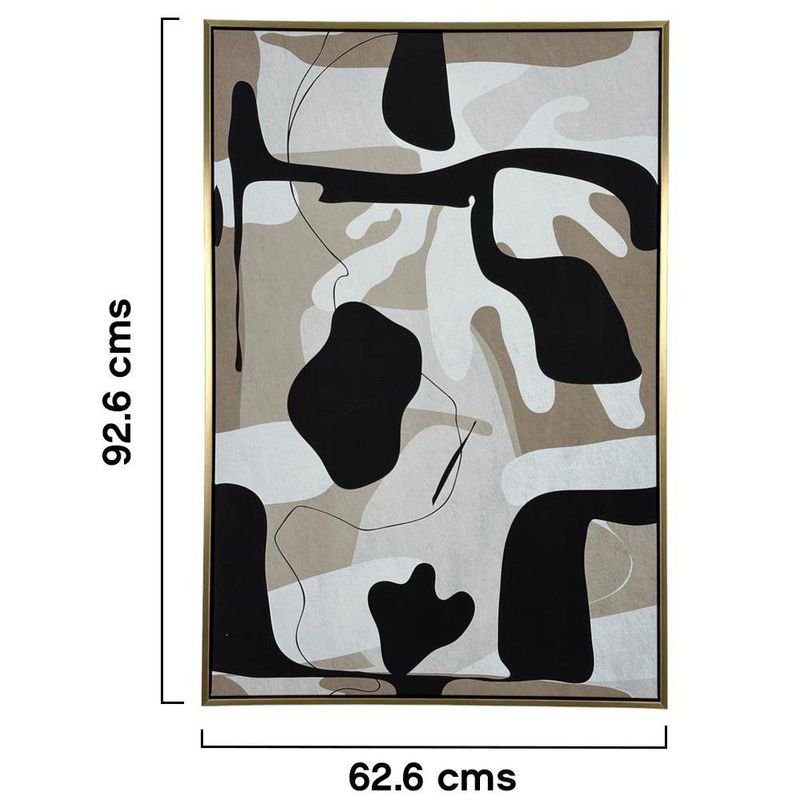 Cuadro Decorativo en Canvas de 4.3 x 62.6 x 92.6 cm Diseño Abstracto Color Negro y Beige
