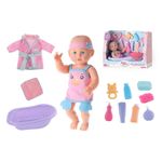 Muñeca Bebé de 14 plg con Bañera y Accesorios de Cuidado Color Rosado