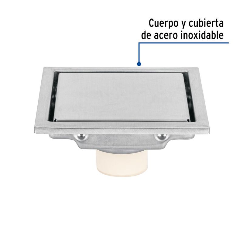 Reposadera Cuadrada Reversible Aqua de Acero Inoxidable 4 3/8 Plg Color Cromo