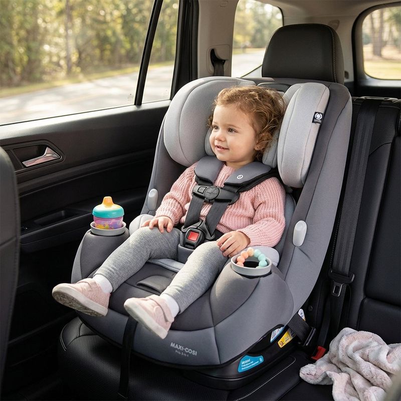 Silla para Carro Pria All in One con Protección GCell y Arnés de 3 Puntos Color Gris