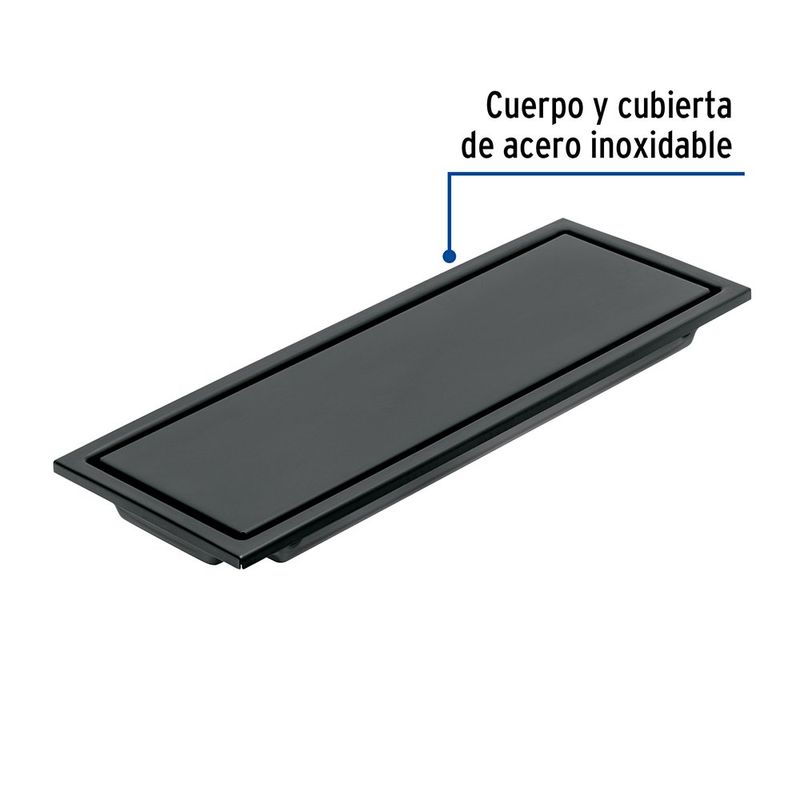 Reposadera Rectangular Reversible Aqua de Acero Inoxidable 12 x 4 3/8 Plg Color Negro