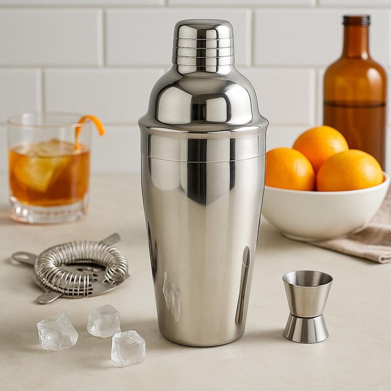 Coctelera de Acero Inoxidable con Tapadera Medidora de 16 oz