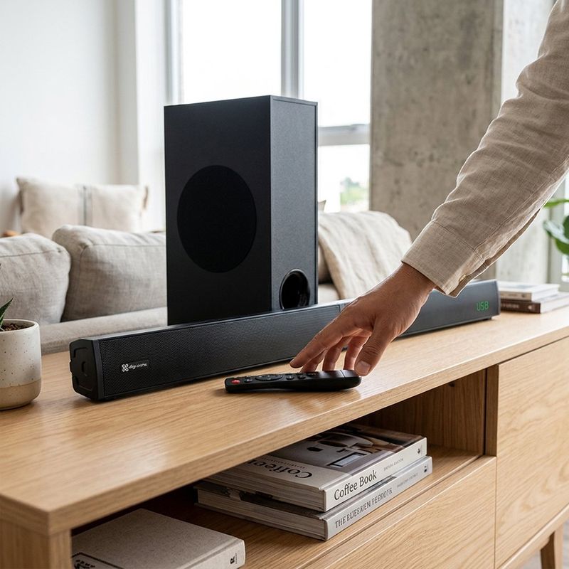 Barra de Sonido BoomBar Air KSB-301 2.1 Bluetooth 200 W con Subwoofer Inalámbrico Negro