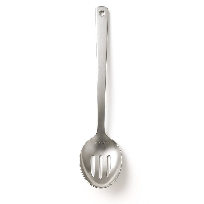 Cuchara Ranurada de Acero Inoxidable para Servir Color Plateado