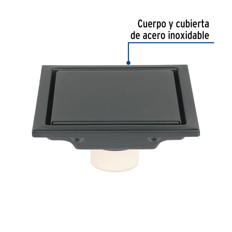 Reposadera Cuadrada Reversible Aqua de Acero Inoxidable 4 3/8 Plg Color Negro