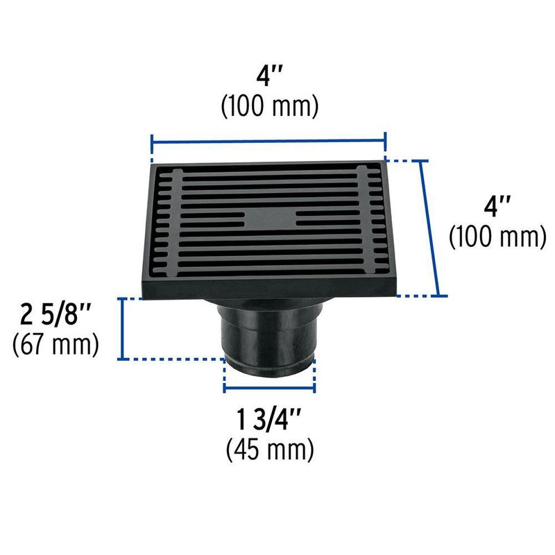 Reposadera Cuadrada Riviera de Latón 4 x 4 Plg con Cierre Automático Color Negro