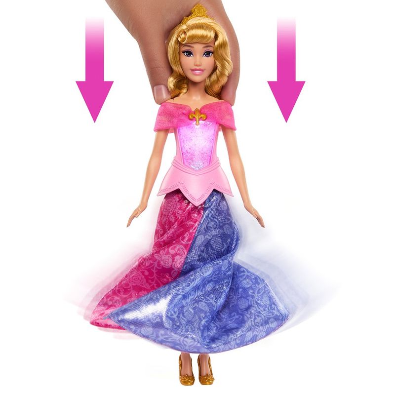 Muñeca Disney Princess Aurora con Vestido Transformable Rosado a Azul y Luces