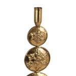 Portavelas Decorativo de Metal Dorado con Diseño de Copos de Nieve