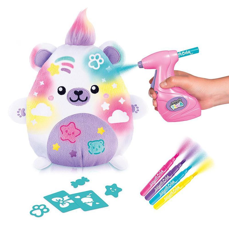 Peluche con Aerógrafo Osito Kawaii Personalizable Color Blanco y Lila