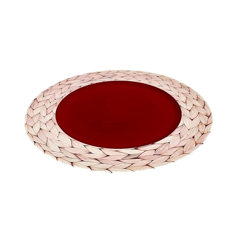 Plato Base Decorativo Trenzado 33 x 33 cm Rojo