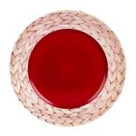 Plato Base Decorativo Trenzado 33 x 33 cm Rojo