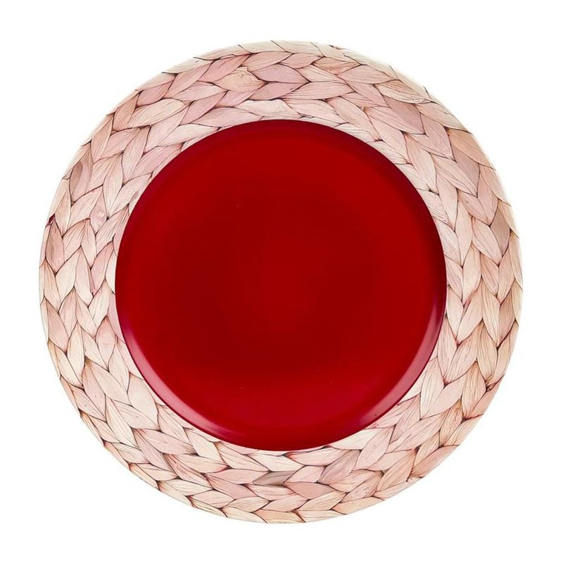 Plato Base Decorativo Trenzado 33 x 33 cm Rojo
