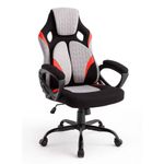 Silla Gaming Ergonómica Reclinable con Ruedas Gris, Negro y Rojo