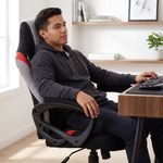 Silla Gaming Ergonómica Reclinable con Ruedas Gris, Negro y Rojo